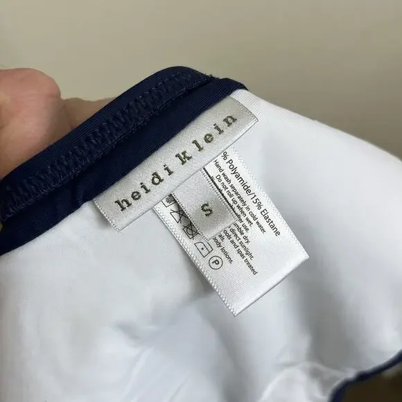 Anthropologie X Heidi Klein Bordered Bikini Womens S/M White Blue - Picture 9 of 9